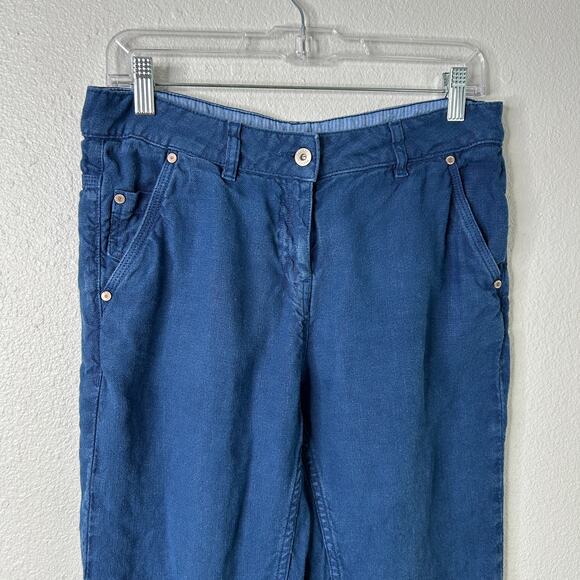 Poetry Linen Pants Blue Womens Size 8 5-Pocket Zip Fly Button Closure - Picture 2 of 8